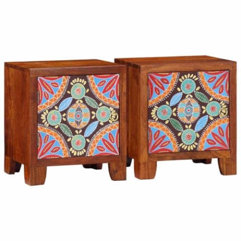 vidaXL Nachttisch 2 STK. 40x30x45 cm Massivholz Akazie, Beistelltisch, Bettschrank, Nachtkommode, Nachtschrank, Betttisch, Nachtkonsole, Ablagetisch