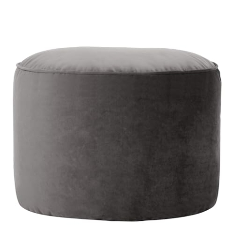 Icon Milano Hocker, Dunkelgrau, Flauschiger Samt Stoff, Samt Sitzsack, Sitzpuff Hocker mit Füllung, Fußhocker für das Wohnzimmer, Deko Wohnzimmer