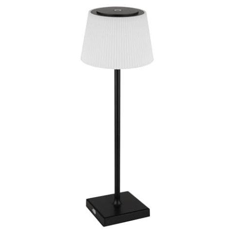 Globo LED-Tischlampe - Schwarz - Weiß - Kunststoff - Metall - H 38 cm - mit Touchdimmer