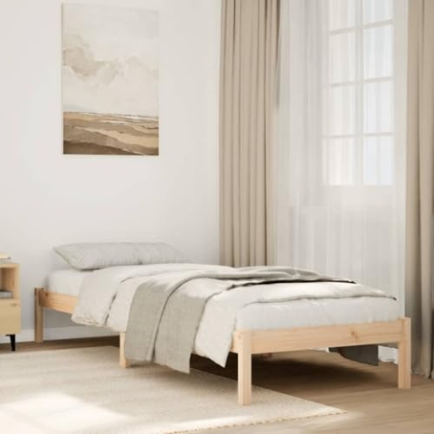 vidaXL Massivholzbett, Holzbett Extra Lang ohne Matratze, Bettgestell mit Lattenrost, Bett Einzelbett für Schlafzimmer, 100x220cm Kiefernholz