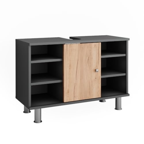 Vicco Waschbeckenunterschrank Fynn, Anthrazit/Goldkraft Eiche, 80 x 54 cm