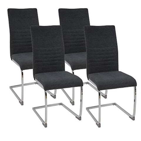 Albatros Freischwinger Stuhl LUGANO 4er Set, Grau - Esszimmerstuhl Schwingstuhl mit Modernem Design, Stoff-Bezug, Dicke Polsterung - Küchenstuhl, Polster-Stuhl Esszimmer, Esstisch Stuhl