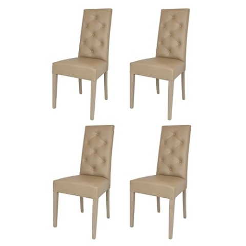 t m c s Tommychairs - 4er Set Moderne Stühle Chantal für Küche und Esszimmer, robuste Struktur aus lackiertem Buchenholz Farbe Cappuccino, gepolstert und mit Kunstleder Farbe Cappuccino bezogen
