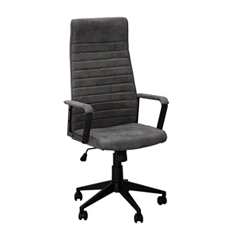 invicta INTERIOR Moderner Design Bürostuhl Lazio Highback Microfaser Vintage grau Chefsessel mit Armlehnen Stuhl mit Rollen