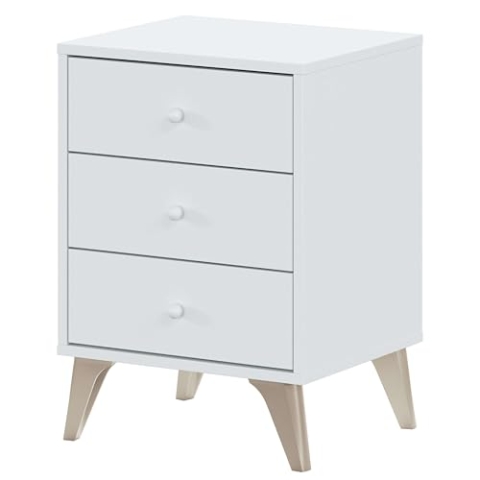 Habitdesign Nachttisch, Bürobuch, kostengünstiges Modell, mattweißes Finish, Maße: 38 cm (Breite) x 45 cm (Höhe) x 34 cm (Tiefe)
