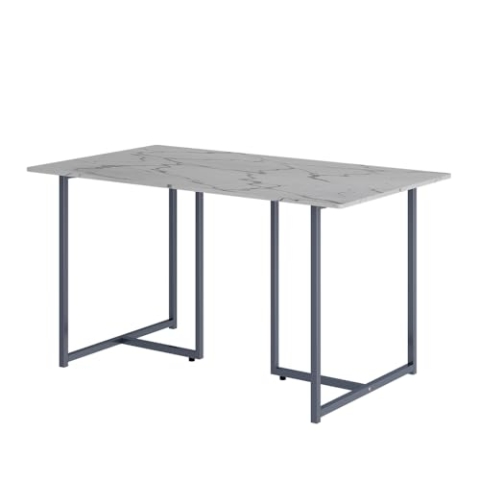 Vicco Esstisch Merido, Grau/Marmor-Weiß, 140 x 80 cm