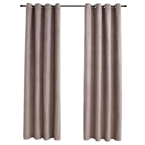 vidaXL 2X Vorhang Verdunkelung mit Metallösen Verdunkelungsvorhang Kräuselband Ösen Schlaufe Thermo Gardine Blickdicht Taupe 140x225cm
