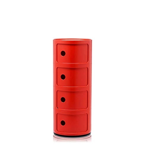 Kartell Componibili, 4 Elements, Rot, Runde Basis