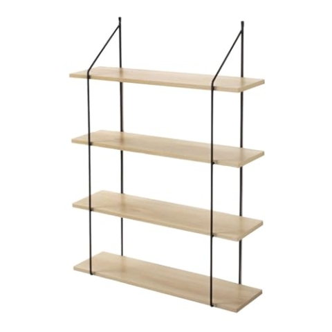 Calicosy - Wandregal 4 Regalböden - Holzoptik - Spanplatten - Metallträger - Regal zur Wandmontage - Für Wohnzimmer, Flur, Salon oder Schlafzimmer - Industrial Design - B 60 x T 16 x H 80 cm
