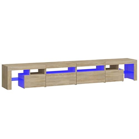 vidaXL TV Schrank mit LED-Leuchten Lowboard TV Möbel Tisch Board Sideboard Fernsehschrank Fernsehtisch HiFi-Schrank Sonoma-Eiche 260x36,5x40cm