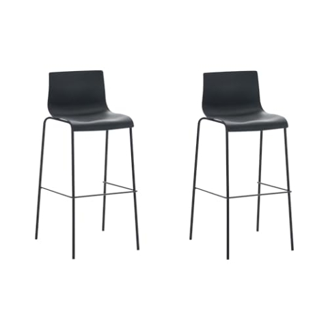 CLP 2er Set Barhocker Hover Mit Kunststoffsitz I Barstuhl Mit Robustem Metallgestell I, Farbe:schwarz, Gestell Farbe:schwarz
