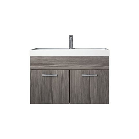 Badezimmer Badmöbel Set Paso 01 80cm Waschbecken Grau Eiche - Unterschrank Schrank Waschbecken Waschtisch