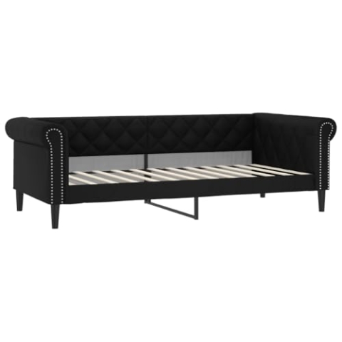 vidaXL Tagesbett, Gästebett 2-in-1, Sofabett Schlafsofa für Schlafzimmer Wohnzimmer, Bettsofa Sofa, Modernes Design, Schwarz 90x200cm Kunstleder