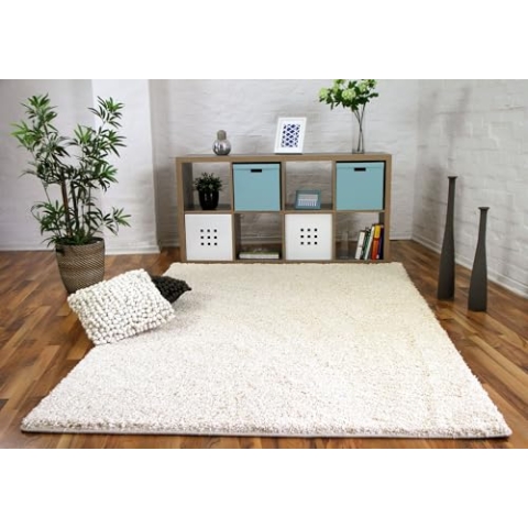 Snapstyle Luxus Hochflor Teppich Milano Creme - 100% Polypropylen, ca. 43 mm Florhöhe, weich & pflegeleicht, schadstoffgeprüft, ideal für Wohnzimmer, Schlafzimmer oder Flur - gemütlich & modern