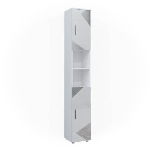 Vicco Badschrank Irma, Badezimmerhochschrank, Weiß Hochglanz mit Einsätzen, 30 x 192 cm