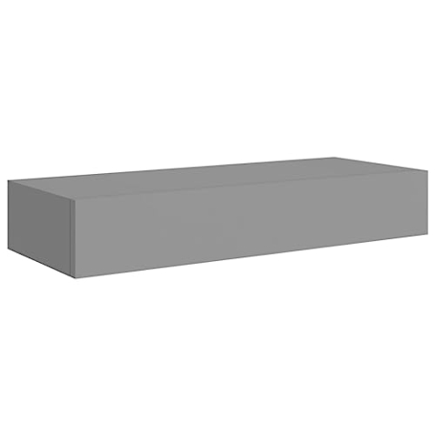 vidaXL Wand Schubladenregal Wandschublade Schweberegal Hängeregal Wandschrank Wandboard Wandregal mit Schublade Grau 60x23,5x10cm MDF