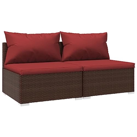 vidaXL Garten Lounge Set, Gartenmöbel Set mit Kissen, Sofa Garnitur für Garten Terrasse, Sitzgruppe Rattanmöbel, 2-TLG. Poly Rattan Braun