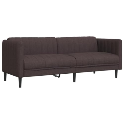 vidaXL Sofa 3-Sitzer, Couch mit Armlehnen Rückenlehne Stützbeine, Loungesofa für Wohnzimmer, Polstersofa Sofagarnitur, Modern, Dunkelbraun Stoff