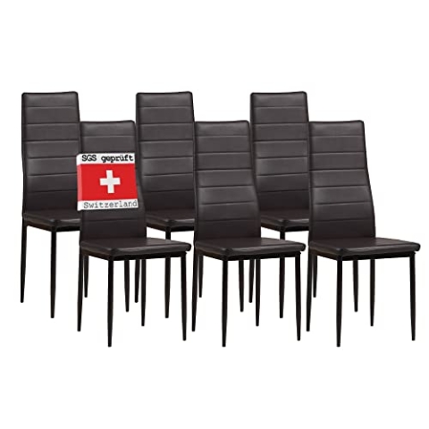 Albatros Esszimmerstühle 6er Set MILANO, Braun - Edles Italienisches Design, Kunstleder-Bezug, bequemer Polsterstuhl - SGS geprüft - Moderner Küchenstuhl, Stuhl Esszimmer