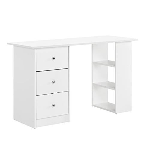 [en.casa] Schreibtisch 120x49x72cm mit 3 Ablageflächen und Schubladen Bürotisch Computertisch PC Tisch Weiß