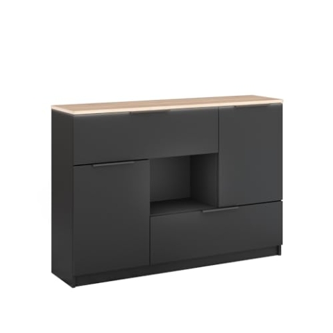Vicco Kommode Betti, Anthrazit, 120 x 83.6 cm 2X Tür, 2X Schublade und 1x offenes Fache