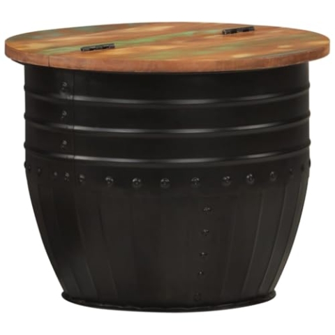 vidaXL Couchtisch, Tisch für Wohnzimmer, Sofatisch mit 1 verstecktem Staufach unter der Tischplatte, Beistelltisch Kaffeetisch Wohnzimmertisch, Schwarz Altholz Massiv