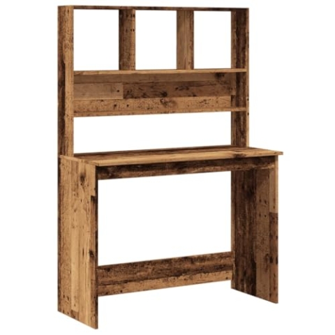 vidaXL Schreibtisch mit Regal Altholz-Optik 102x45x148cm Holzwerkstoff, Bürotisch, Tisch, PC-Tisch, Computertisch, Laptoptisch, Arbeitstisch
