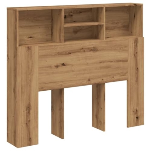 vidaXL Bett-Kopfteil mit Ablagen Artisan-Eiche 120x19x103,5 cm, Bett-Kopfteil, Bett-Schrank, Bücherregal-Kopfteil, Bett-Kopfteil-Schrank