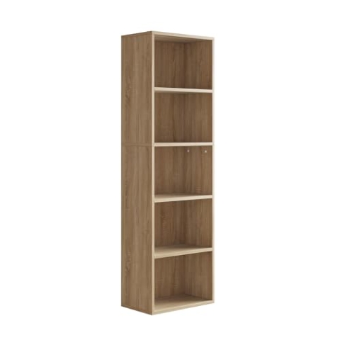 Vicco Bücherregal Bob, Regal für Bücher, Sonoma, 40 x 132 cm mit 5 Fächern