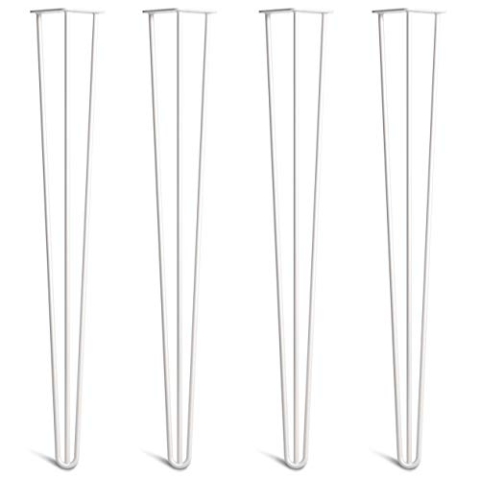 The Hairpin Leg Co. 4X Haarnadel-Tischbeine: Doppel-Schweiß Stahl, Schrauben, Anleitung, Schutzfüße. Klassischer 10mm 3 Stangen Stil. 86cm Weiß