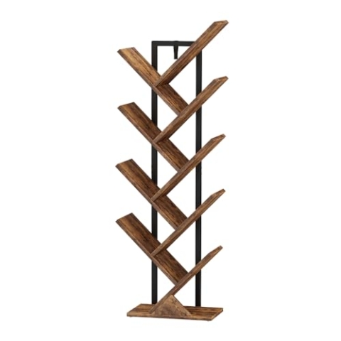 Vicco Bücherregal Fyrk, Antikholz/Schwarz, 34 x 116 cm Bücherregal,stehende Aktenregal,Regal für Bücher,Bücherschrank,Büroregal für Ordner