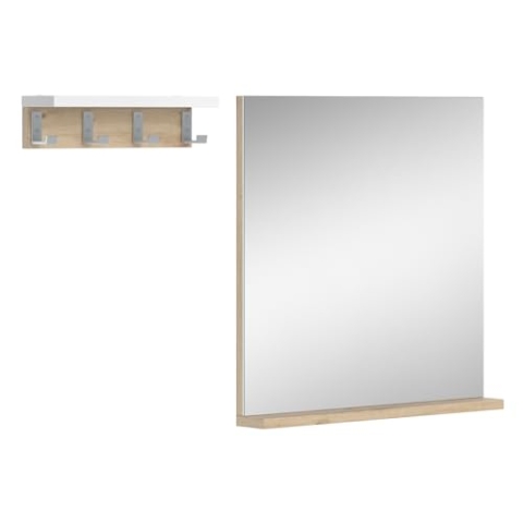 Vicco Badezimmerspiegel Henri, Weiß/Artisan-Eiche, 50 x 51.6 cm mit Regal