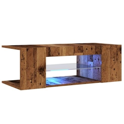 vidaXL TV-Schrank mit LED-Leuchten Altholz-Optik 90x39x30 cm, TV-Möbel, TV-Board, Fernsehtisch, TV-Ständer, Fernsehschrank, Fernsehmöbel, TV-Konsole