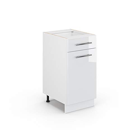 Vicco Küchenunterschrank Fame-Line, Weiß Hochglanz/Weiß, 40 cm ohne Arbeitsplatte