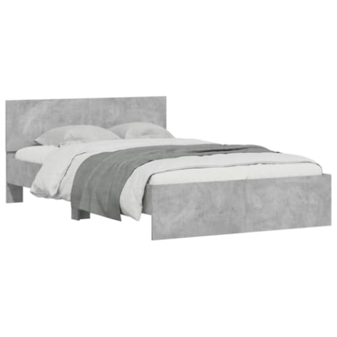 vidaXL Bettgestell, Bettrahmen mit Lattenrost, Bett Gästebett mit Kopfteil, Doppelbett Schlafzimmerbett Schlafzimmermöbel, Betongrau 120x200cm