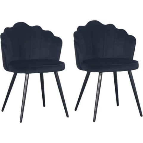 PoleWolf Esszimmer Stühle 2er Set - Crown Küchenstühle Modern - Essstühle - Samt Stuhl - Schwarz