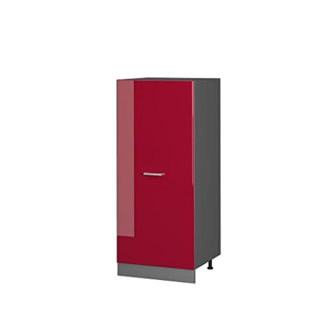 Vicco Hochschrank R-Line, Küchenkommode, Bordeaux Hochglanz/Anthrazit, 60 cm