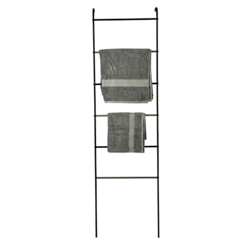 Iris Ohyama Stylischer Kleiderständer, Leiter, Schwarz, Haken inklusive, Robuster Rahmen, Rutschfest, Für Schlafzimmer, Studio, Schrank, Platzsparend, Wäscheständer, Einfacher Aufbau, PI-O150