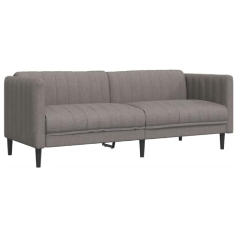 vidaXL Sofa 3-Sitzer, Couch mit Armlehnen Rückenlehne Stützbeine, Loungesofa für Wohnzimmer, Polstersofa Sofagarnitur, Modern, Taupe Stoff