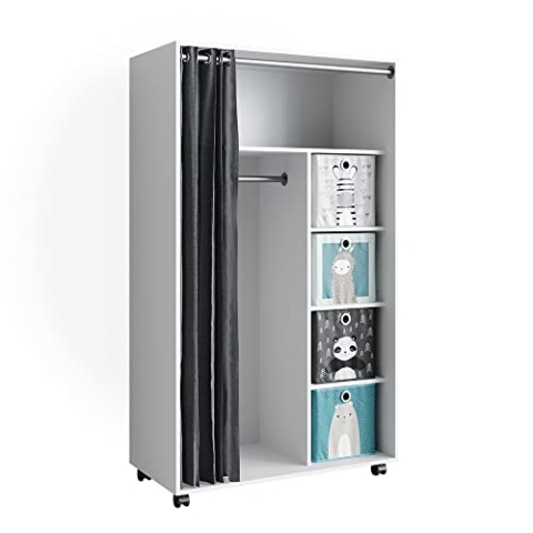 Vicco Kleiderschrank Doros, Flügeltürenschrank, Weiß, 100 x 168 cm