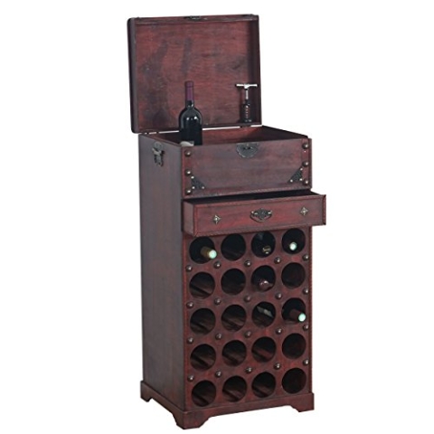 Mendler Weinregal Calvados Regal Holzregal Kolonialstil, für 20 Flaschen, mit Schublade