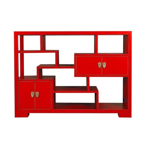 Fine Asianliving Chinesisches Bücherregal Offenes Regal Lucky Rot - Orientique Kollektion B108xT35xH80cm