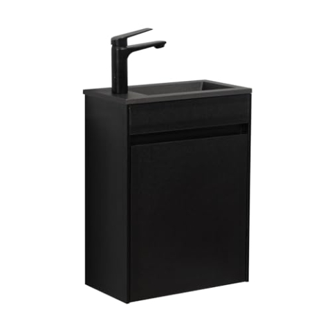 WC Badmöbel Sinta 40x22 cm Schwarz Schwarzes Waschbecken - Schrank Waschbecken Badezimmer Toilette