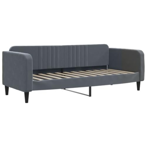 vidaXL Tagesbett, Gästebett ohne Matratze, Bettsofa Schlafsofa für Schlafzimmer Wohnzimmer, Bettgestell Lattenrost Sofa, Modern, Dunkelgrau 80x200cm Samt