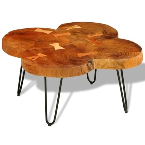 vidaXL Couchtisch Beistelltisch Tisch 35 cm 4 Baumscheiben Massivholz Akazie