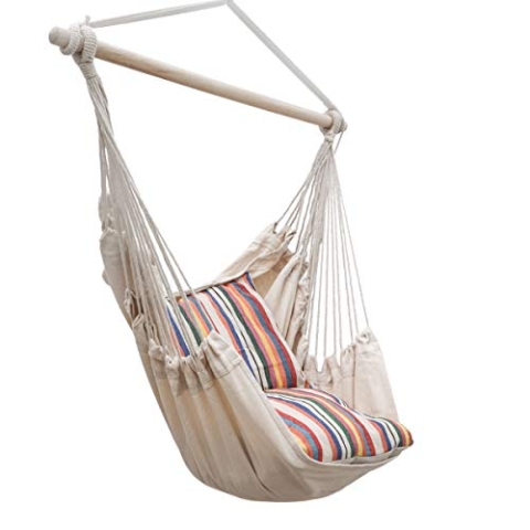AMANKA Mit 2 Kissen zum Wenden - Balkon Hängesessel Beige - Outdoor Sessel Hängeschaukel für Garten