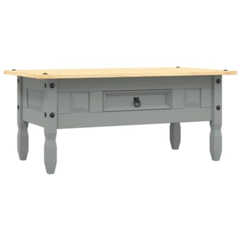 vidaXL Kiefer Couchtisch Mexiko-Stil Corona Beistelltisch Wohnzimmertisch Sofatisch Kaffeetisch Holztisch Teetisch Grau 100x55x44cm