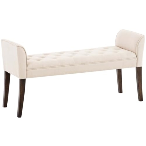 CLP Chaiselongue Cleopatra I Stoff-Bezug I Polsterbank, Farbe:Creme, Gestell Farbe:antik-dunkel