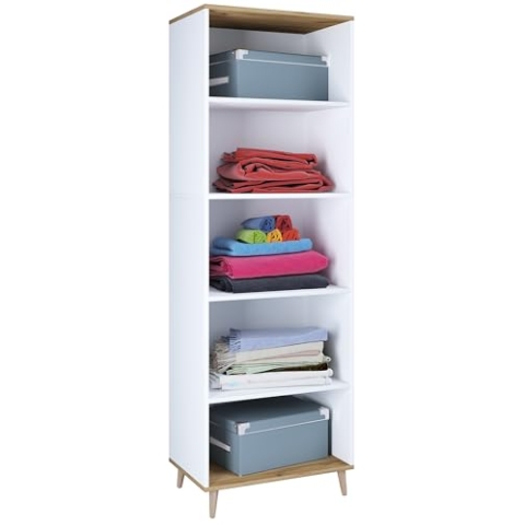 VCM Holz Regal | 5 Fächer | Maße: H. 240 x B. 70 x T. 39 cm | Schuhregal | Mehrzweckschrank | - Landos