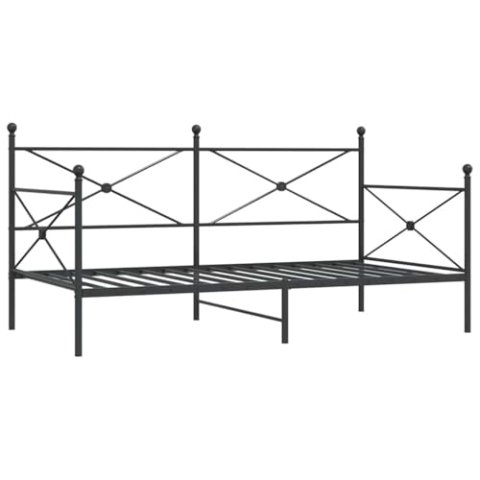 vidaXL Tagesbett ohne Matratze Schwarz 100x200 cm Stahl, Schlafbett, Schlafsofa, Couchbett, Gästebett, Tagesbettsofa, bequemes Schlafsofa